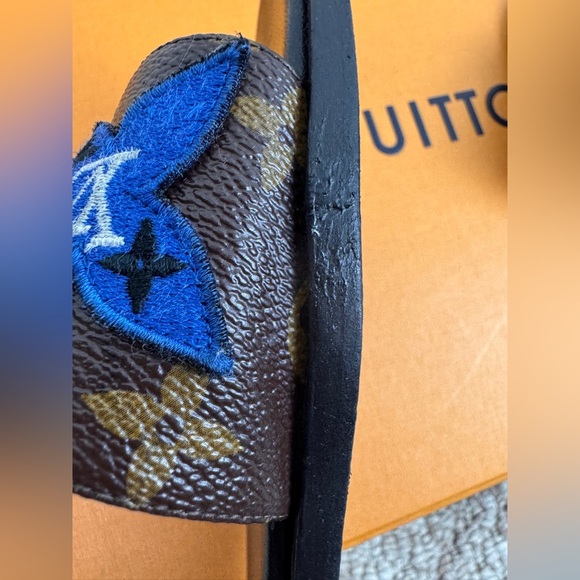 Louis Vuitton Brown Canvas Love Logo Slide Flats Size 37 - Picture 11 of 12